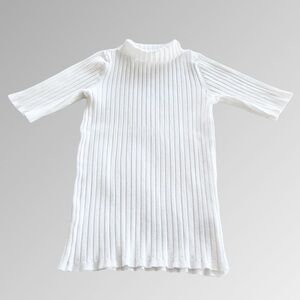 White Ribbed Turtleneck Short Sleeves